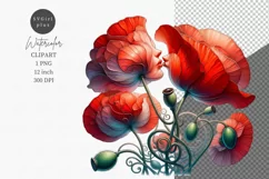 Poppies clipart, Kiss clipart, Valentines Day, Product Image 1