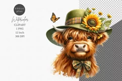 Spring clipart, Summer clipart, Highland calf clipart, Product Image 1