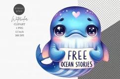 Whale clipart, Free ocean stories, Funny clipart Product Image 1