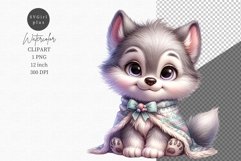 Wolf clipart, Woodland animals clipart, Watercolor clipart Product Image 1