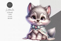 Wolf clipart, Woodland animals clipart, Watercolor clipart Product Image 1