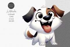 Happy puppy clipart, Watercolor clipart Product Image 1