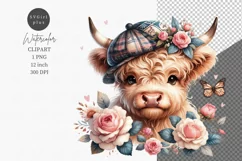 Valentines day, Highland calf clipart, Cow clipart Product Image 1