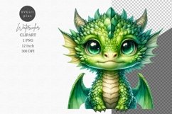Green dragon clipart, Fantasy clipart, Watercolor clipart, Product Image 1