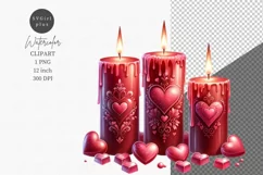 Valentines Day, Candles clipart, Hearts clipart Product Image 1