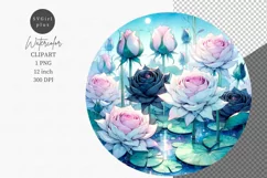 Lily pond clipart, Gothic clipart, Watercolor clipart Product Image 1