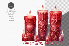 Valentines Day, Candles clipart, Hearts clipart Product Image 1
