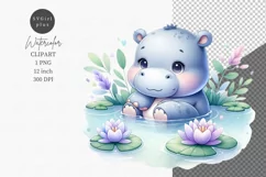 Baby hippopotamus clipart, Nursery clipart, Kids clipart Product Image 1