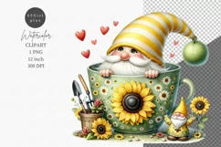 Summer day, Sunflowers clipart, Gnome in a cup Product Image 1