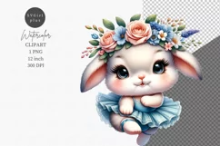 Bunny ballerina clipart, Watercolor clipart Product Image 1