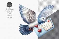 Valentines Day, Pigeon clipart, Love letter Product Image 1