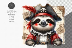 Sloth pirate clipart, Animals clipart, Watercolor clipart Product Image 1