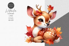 Deer clipart, Watercolor clipart, Autumn sublimation Product Image 1