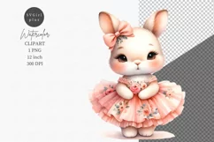 Bunny ballerina clipart, Watercolor clipart Product Image 1
