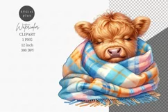 Highland calf sleeping clipart, Cow clipart, Cute clipart Product Image 1