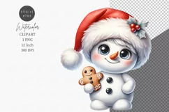 Snowman clipart, Christmas sublimation, Watercolor Product Image 1