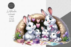 Bunnies clipart, Valentines Day, Family clipart Product Image 1