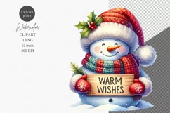 Snowman clipart, Christmas sublimation, Watercolor Product Image 1
