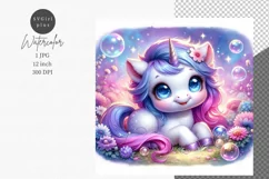 Baby unicorn, JPG, Junk journal, Digital paper Product Image 1