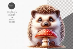 Hedgehog clipart, Watercolor clipart, Animals clipart Product Image 1