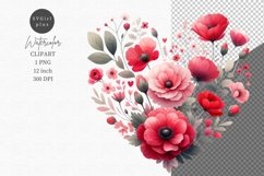 Valentines Day, Heart clipart, Floral heart clipart Product Image 1