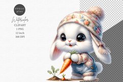 Bunny gardening clipart, Easter clipart, Spring clipart Product Image 1