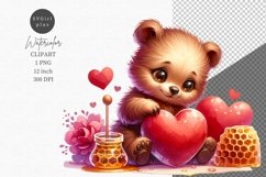 Bear clipart, Love clipart, Hearts and honeycomb clipart Product Image 1