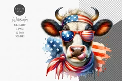 Patriotic clipart, Cow clipart, Summer clipart Product Image 1