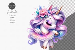Unicorn ballerina, Kids clipart Product Image 1