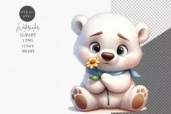 Baby polar bear clipart, Watercolor clipart Product Image 1