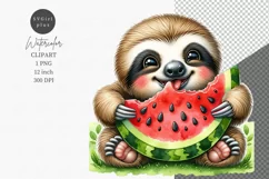 Sloth clipart, Animals clipart, Watercolor clipart Product Image 1