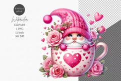 Valentines day clipart, Gnomes clipart, Gnome in a cup Product Image 1