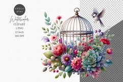 Birdcage clipart, Floral clipart Product Image 1