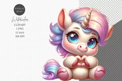 Valentines day clipart, Unicorn clipart, Heart clipart Product Image 1