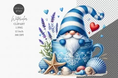 Ocean gnome clipart, Beach clipart, Gnome in a cup Product Image 1
