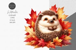 Hedgehog clipart, Watercolor clipart, Autumn clipart Product Image 1