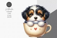 Puppy in teacup clipart, Animals sublimation, Dog Product Image 1