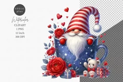 Valentines day clipart, Night clipart, Gnome in a cup Product Image 1