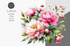Peony clipart, Flower clipart, Sublimation clipart Product Image 1