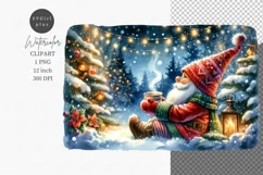 Gnome clipart, Christmas clipart, Watercolor clipart Product Image 1