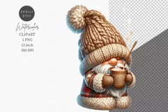 Gnome with hot cocoa clipart, Christmas clipart, Gnome Product Image 1