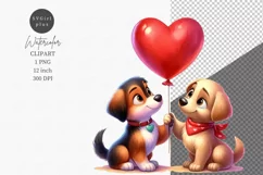 Two puppies in love, Valentine's Day, Spring clipart Product Image 1