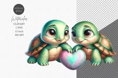Turtles clipart, Love clipart, Valentines Day Product Image 1