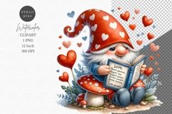 Gnome reading love book, Spring clipart, Love clipart Product Image 1
