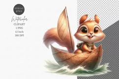 Squirrel adventurer clipart, Fantasy clipart, Watercolor Product Image 1