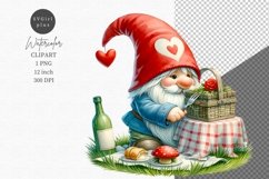 Gnome on picnic, Gnome clipart, Valentines Day. Product Image 1