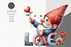 Gnome clipart, Love clipart, Valentines Day Product Image 1
