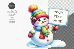 Snowman clipart, Christmas sublimation, Watercolor Product Image 1