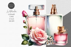 Perfume bottles clipart, Woman clipart, Watercolor clipart Product Image 1