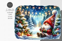Gnome clipart, Christmas clipart, Gnome with coffee Product Image 1